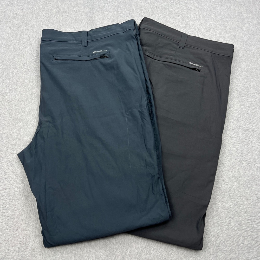 Lot 2 Eddie Bauer Travex Pants Mens 44x34 Gray Blue Horizon Guide Chino Stretch